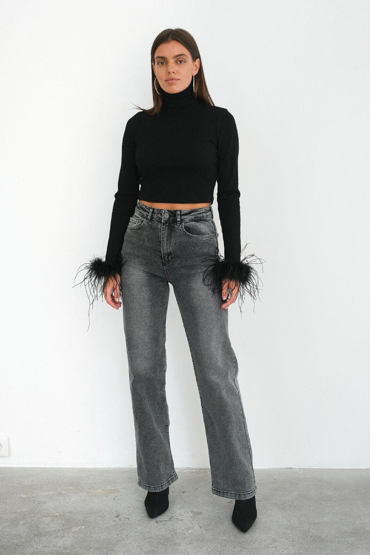 Apphia Tüylü Balıkçı Yaka Kazak