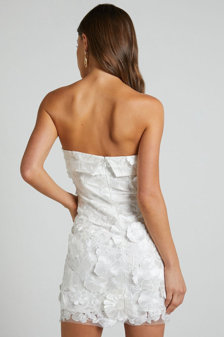 Arlene İşlemeli Dantel Mini Straplez Elbise