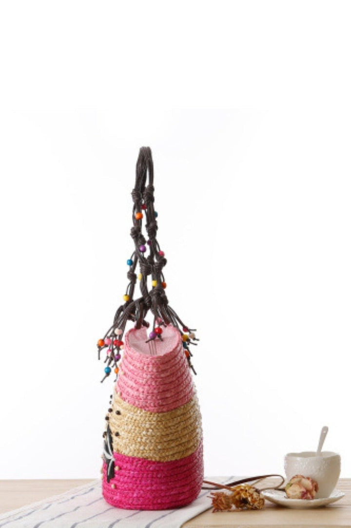 Arora Nakışlı Seastar Örgü Hasır Tote Çanta