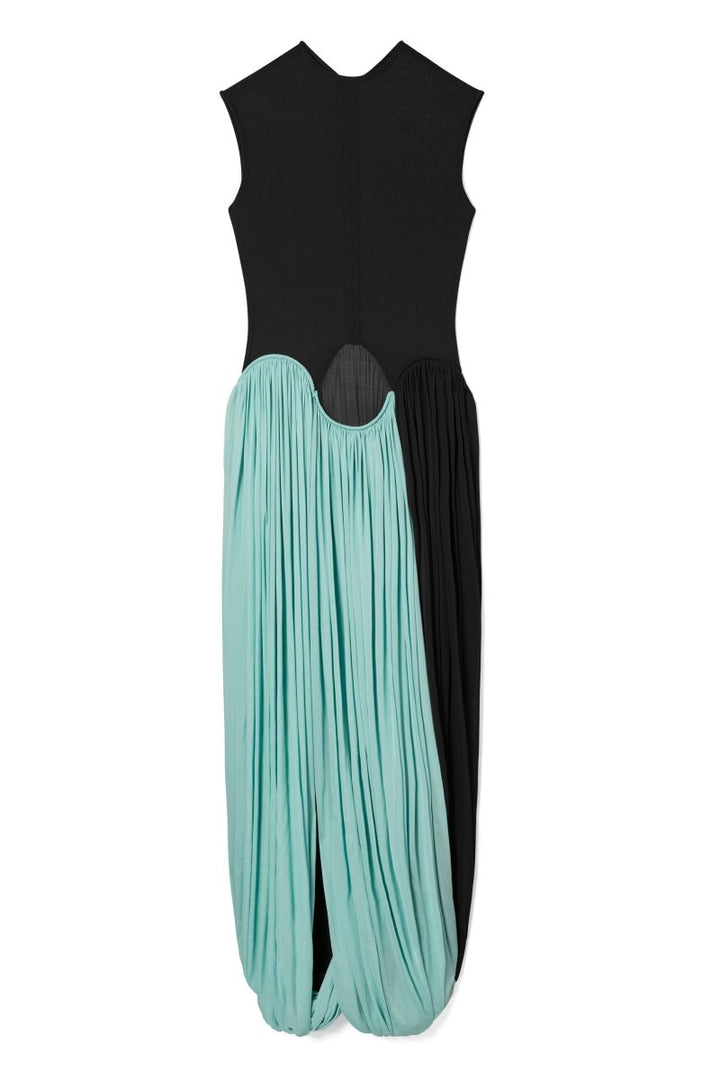 Astrid Yuvarlak Yaka Kolsuz Jarse Uzun Elbise