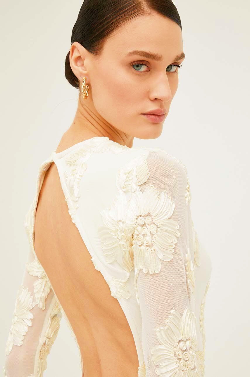 Aurora İşlemeli Sırtı Açık File Mini Elbise