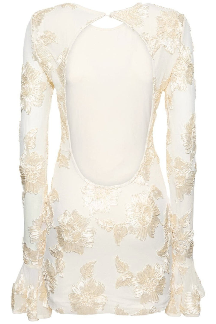 Aurora İşlemeli Sırtı Açık File Mini Elbise