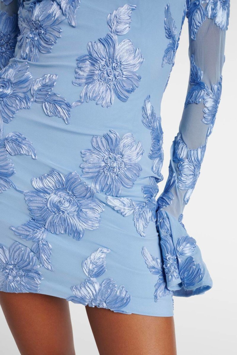 Aurora İşlemeli Sırtı Açık File Mini Elbise