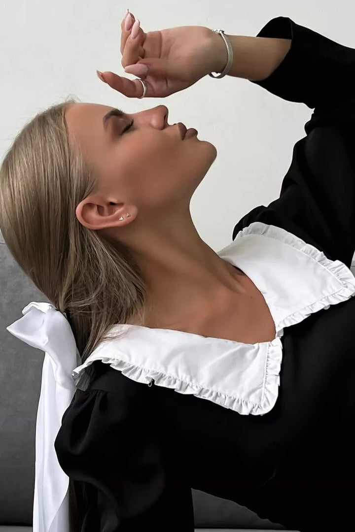 Peter Pan Yaka Uzun Kol Mini Elbise Takım