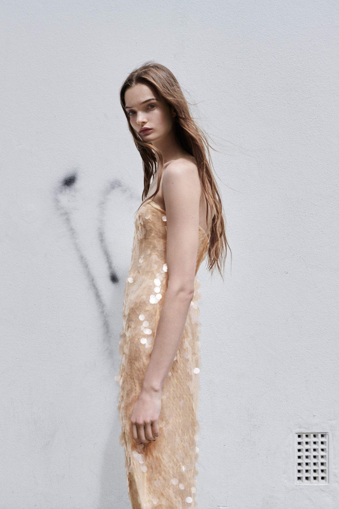 Babsy Payetler Straplez Tüp Midi Elbise