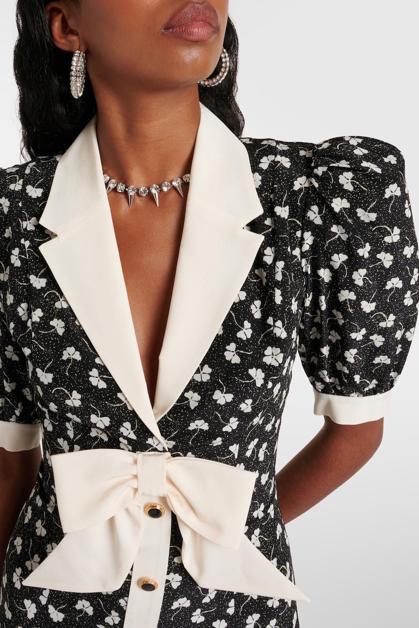 Rita Çiçek Fiyonklu Puf Kol V Yaka Midi Elbise