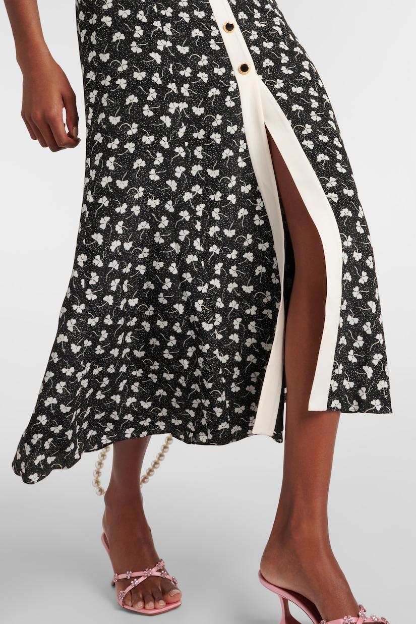 Rita Çiçek Fiyonklu Puf Kol V Yaka Midi Elbise