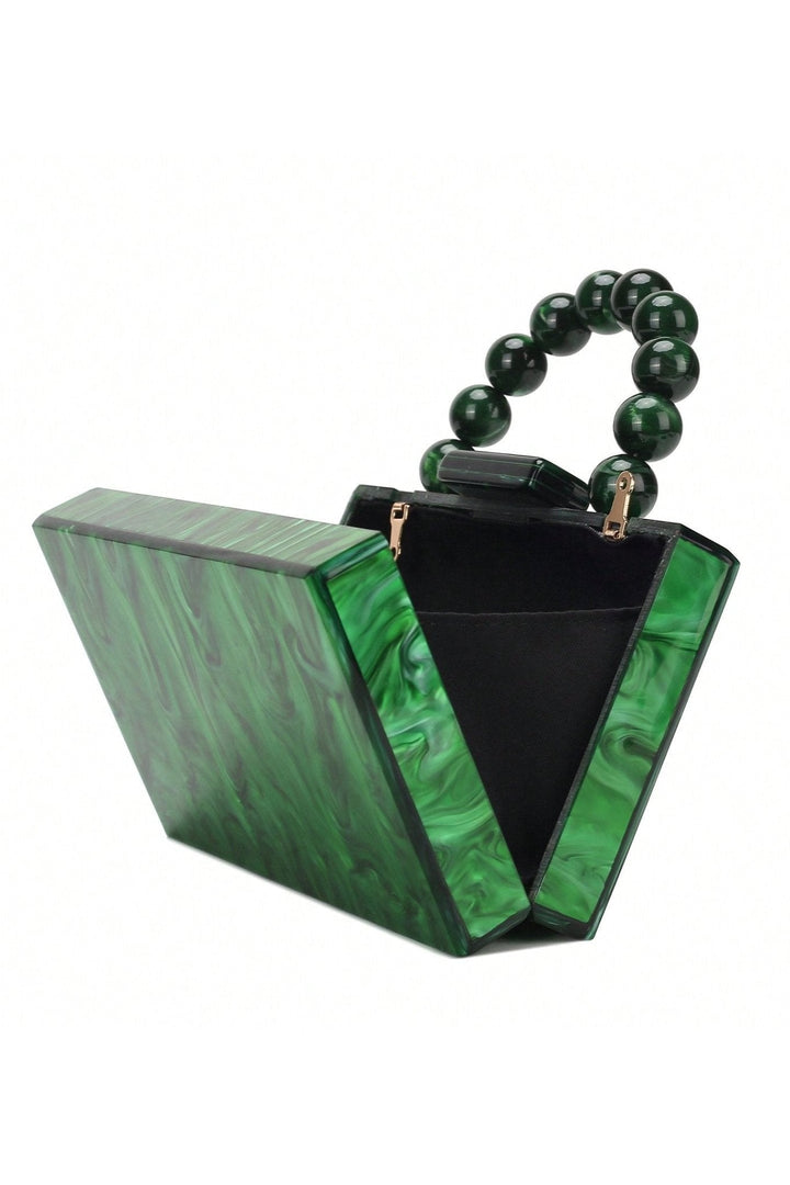 Boncuklu Zincir Ebru Çanta