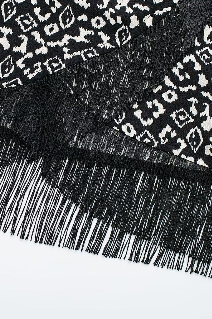 Beata Baskılı Püsküllü Mini Etek