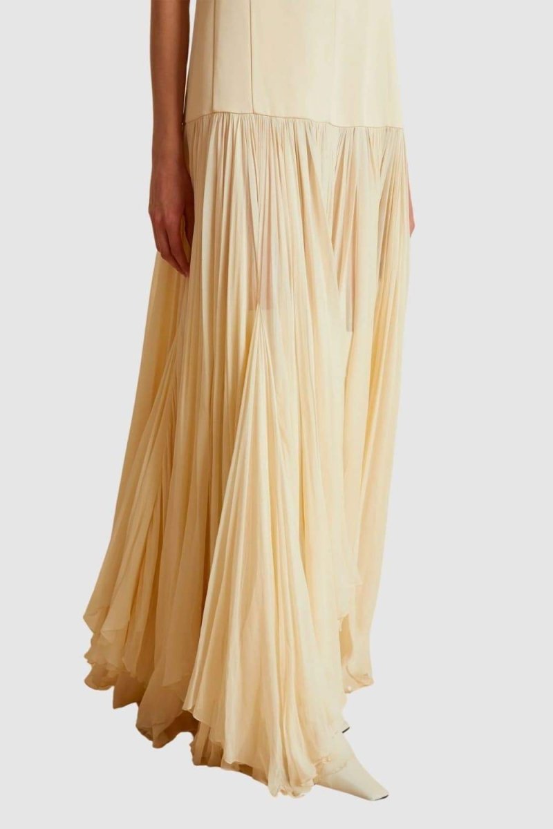 Belle Şifon Pileli Maxi Slip Elbise