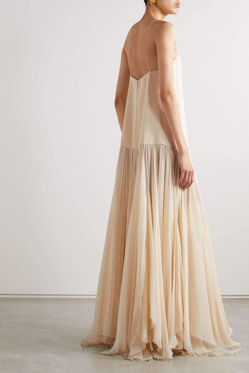 Belle Şifon Pileli Maxi Slip Elbise