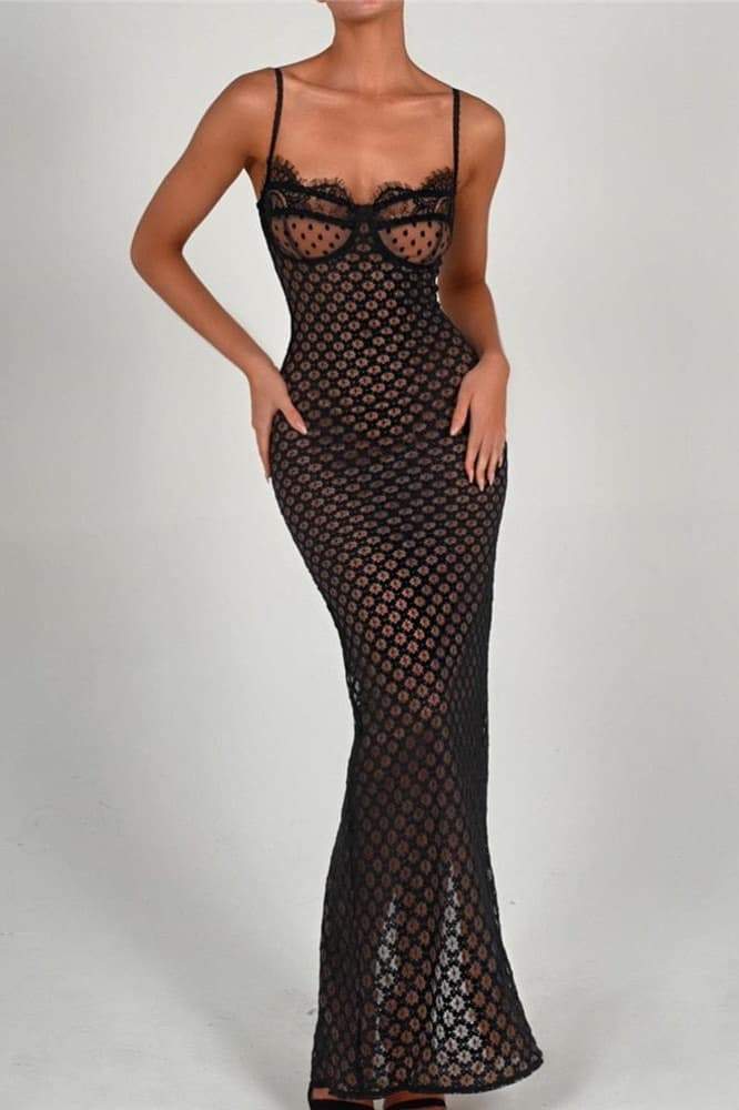 Bertha Baskılı Sırt Yırtmaçlı Deniz Kızı Elbise