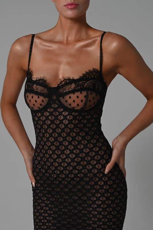 Bertha Baskılı Sırt Yırtmaçlı Deniz Kızı Elbise