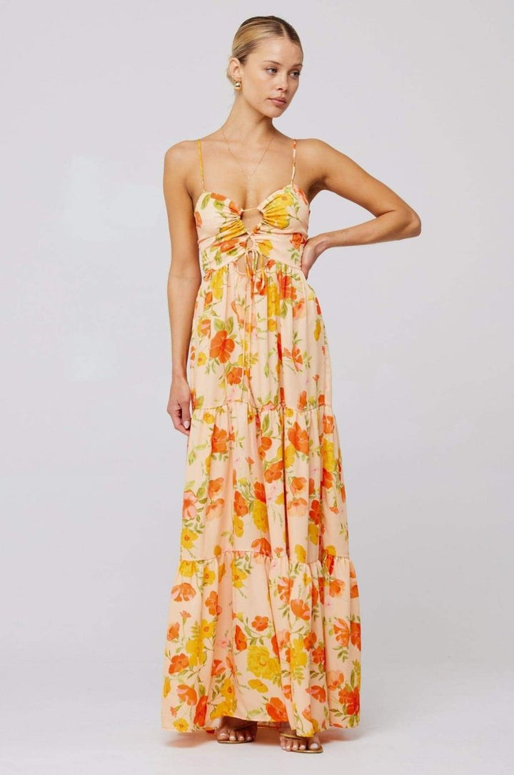 Beverly Baskılı Cut-Out Maxi Slip Elbise
