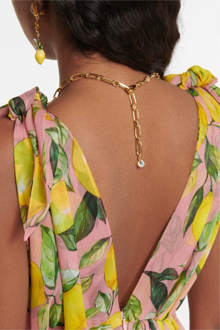 Blanche Baskılı V Yaka Düğümlü Maxi Elbise