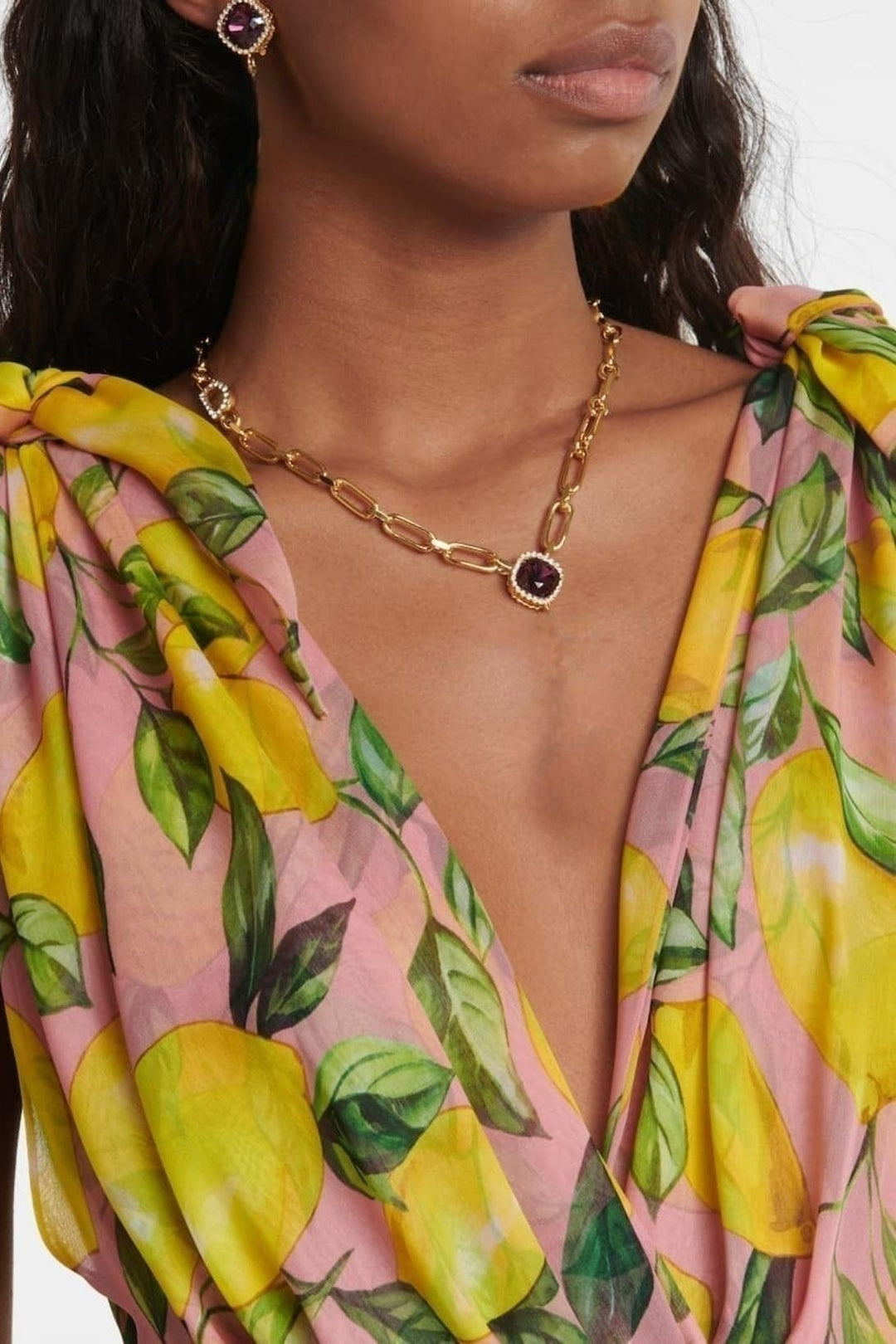 Blanche Baskılı V Yaka Düğümlü Maxi Elbise