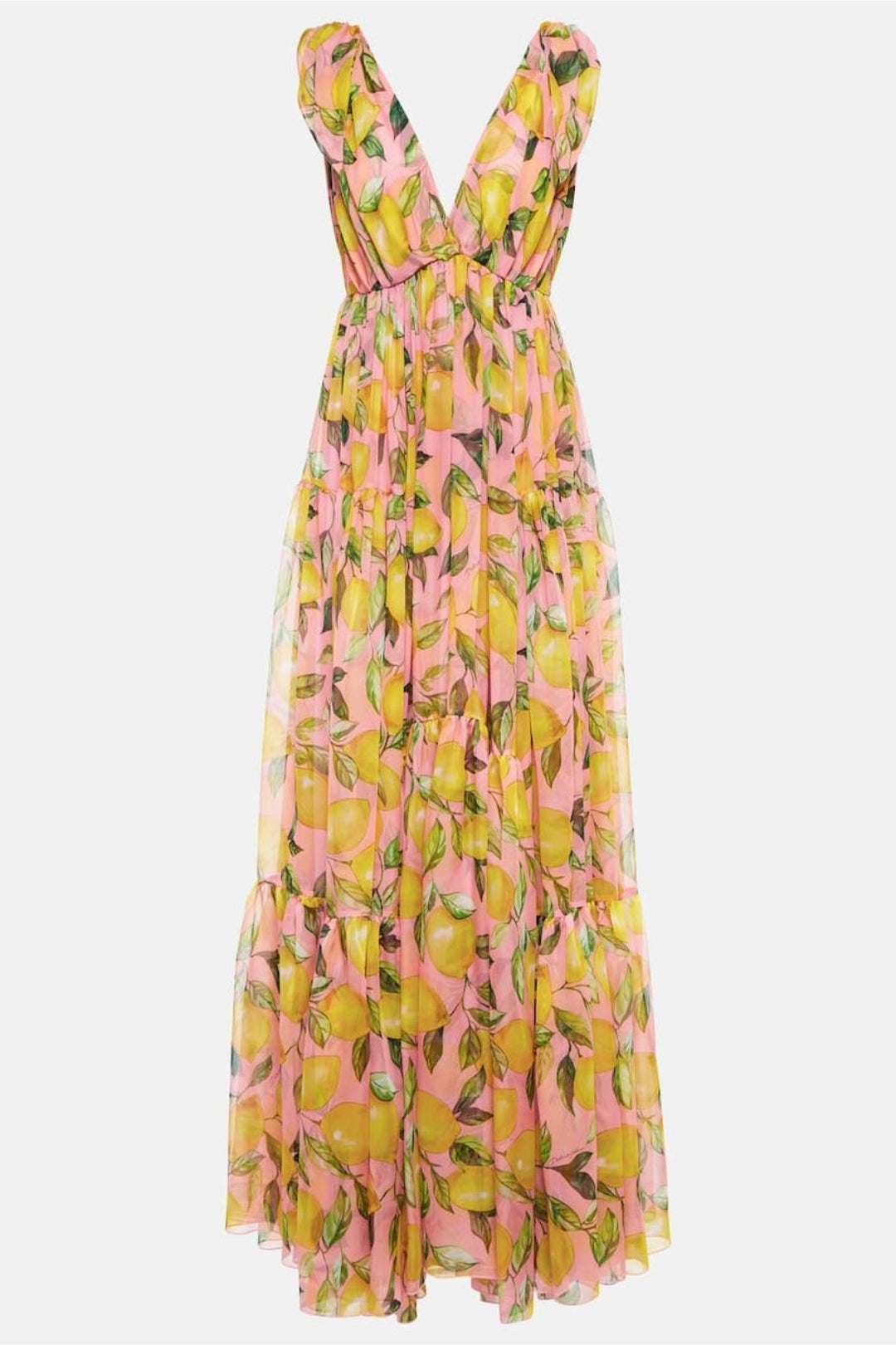 Blanche Baskılı V Yaka Düğümlü Maxi Elbise