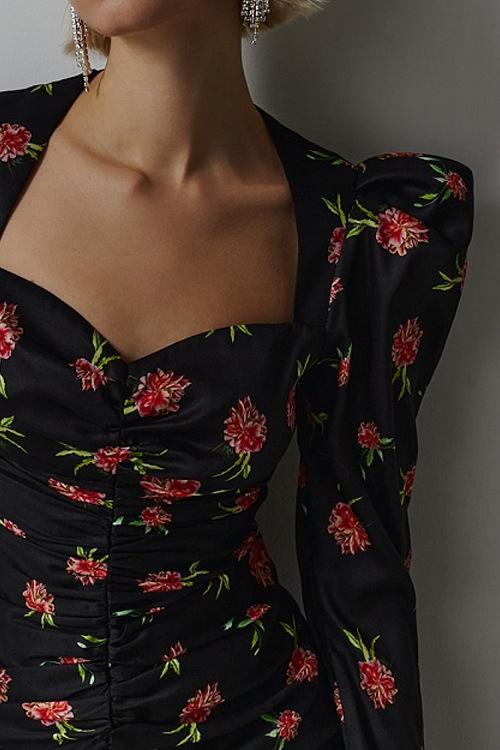 Brianna Baskılı Kalpli Midi Elbise