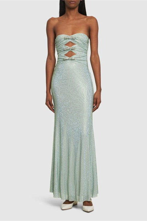 Sandra Taşlı Straplez Uzun Elbise