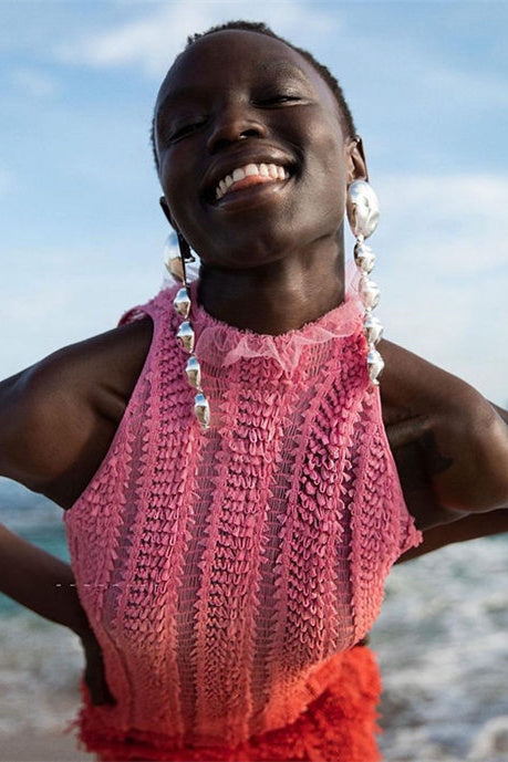 Veronica Degrade Yarı Transparan Midi Elbise