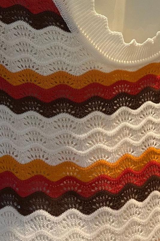 Calista Dokuma Zigzag Sırtı Açık Uzun Triko Elbise