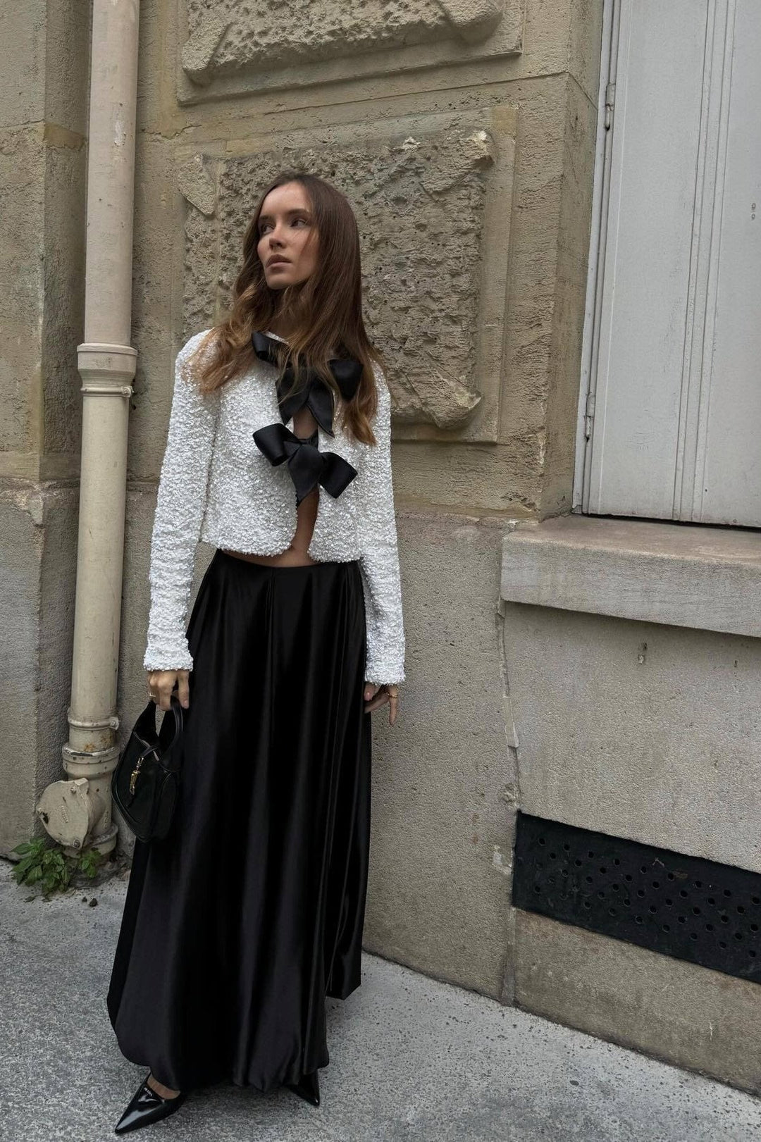 Cara Papyonlu Payet Crop Top