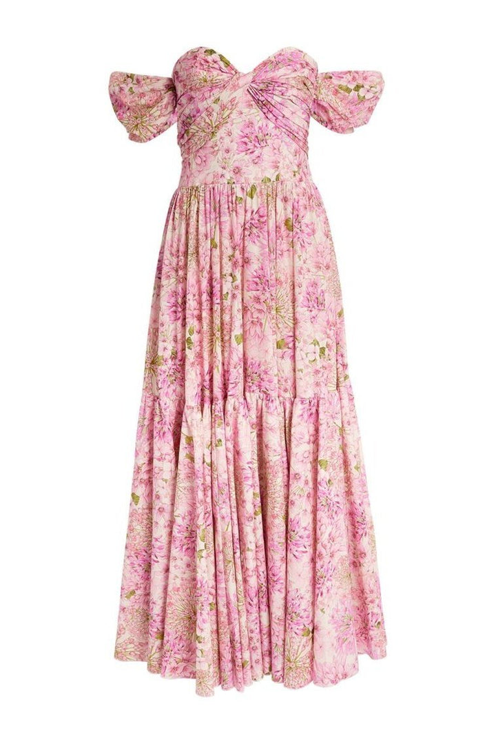 Casey Baskılı Pileli Midi Elbise