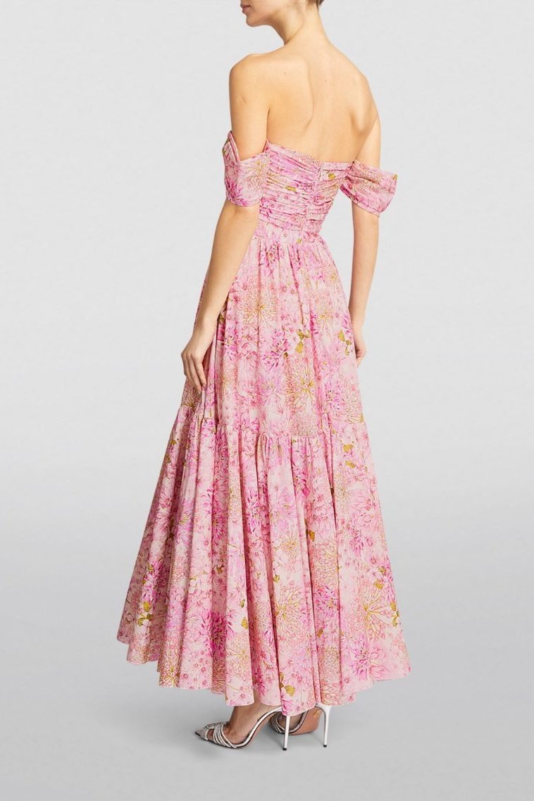 Casey Baskılı Pileli Midi Elbise