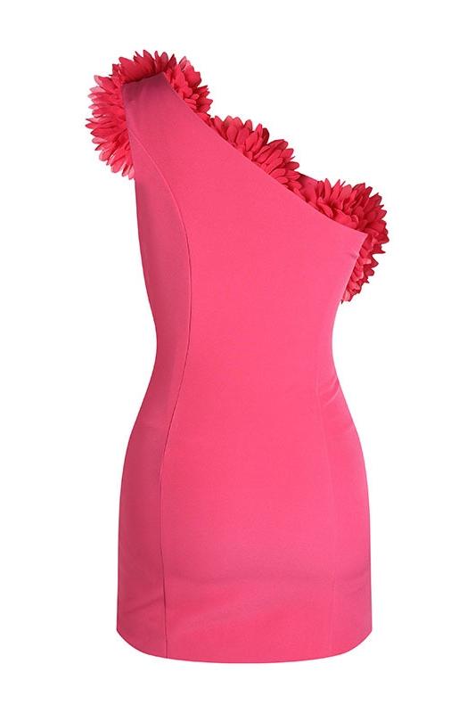 Cecilia Flower Tek Omuz Mini Elbise