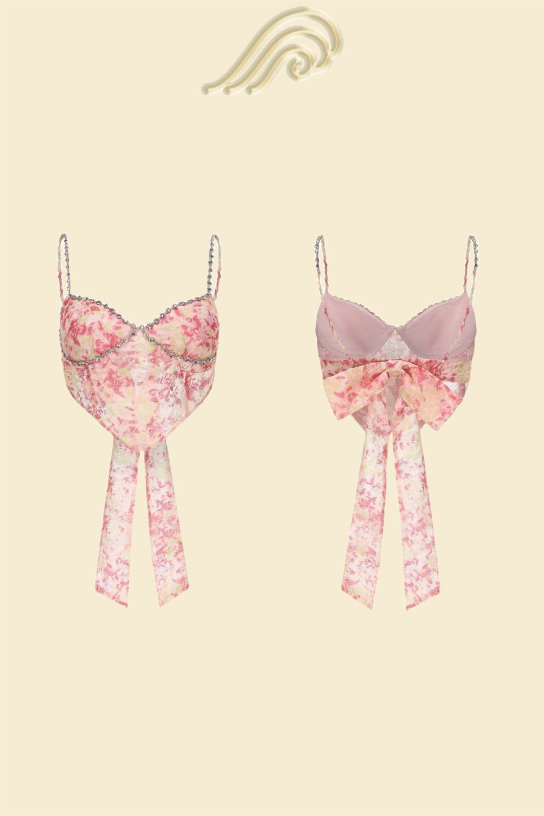 Cici Baskılı Diamante Papyonlu Büstiyer Cami Üst