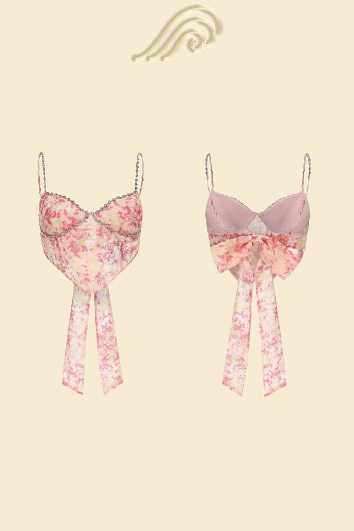 Cici Baskılı Diamante Papyonlu Büstiyer Cami Üst