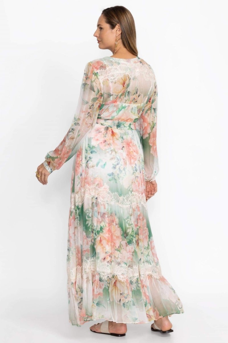 Claire Çiçek Baskılı Dantel Detaylı Maxi Elbise