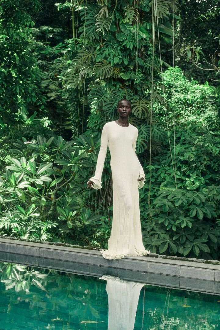 Clara Volanlı Uzun Kol Triko Maxi Elbise