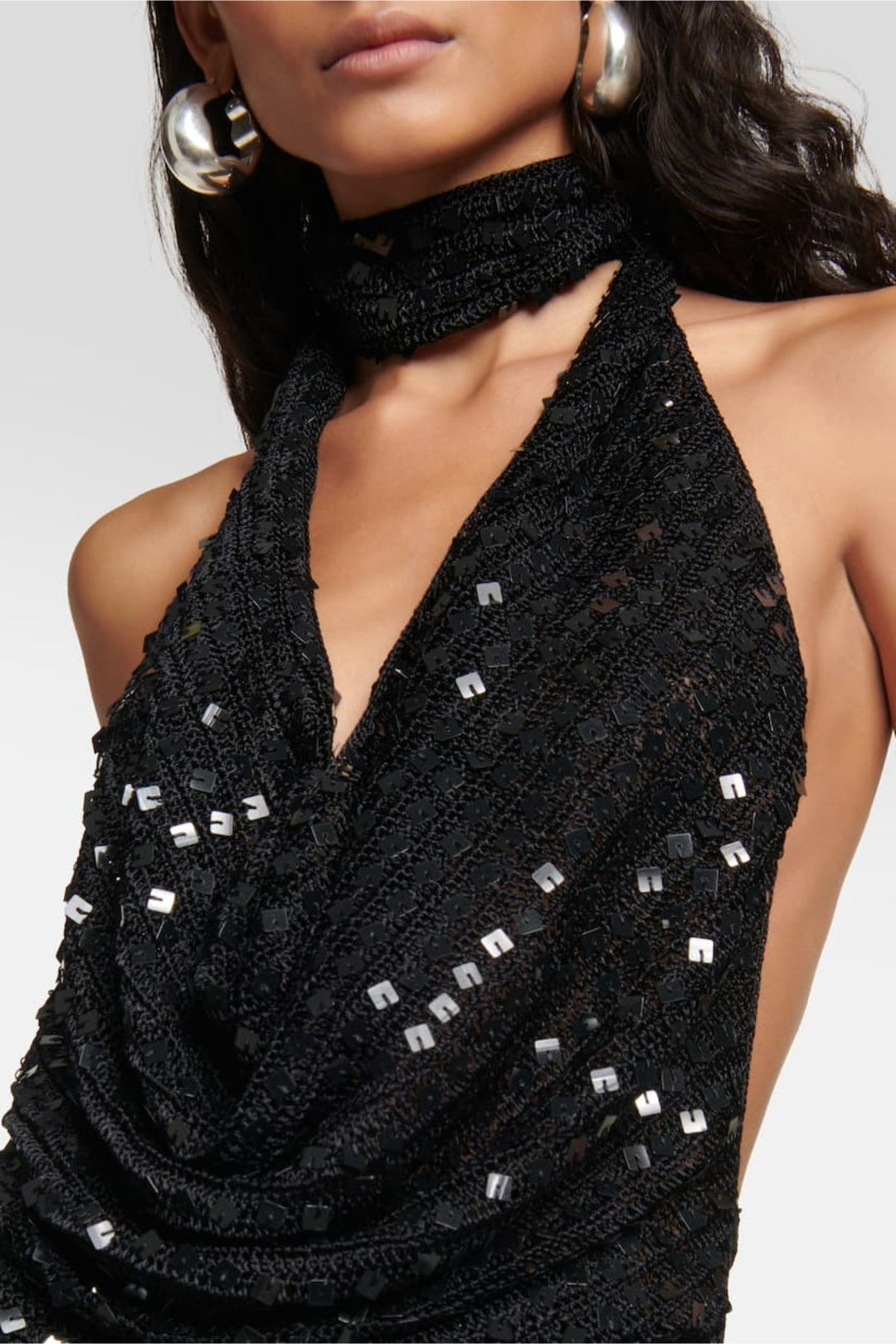 Claudia Boyundan Bağlı Payet Tığ İşi Mini Elbise