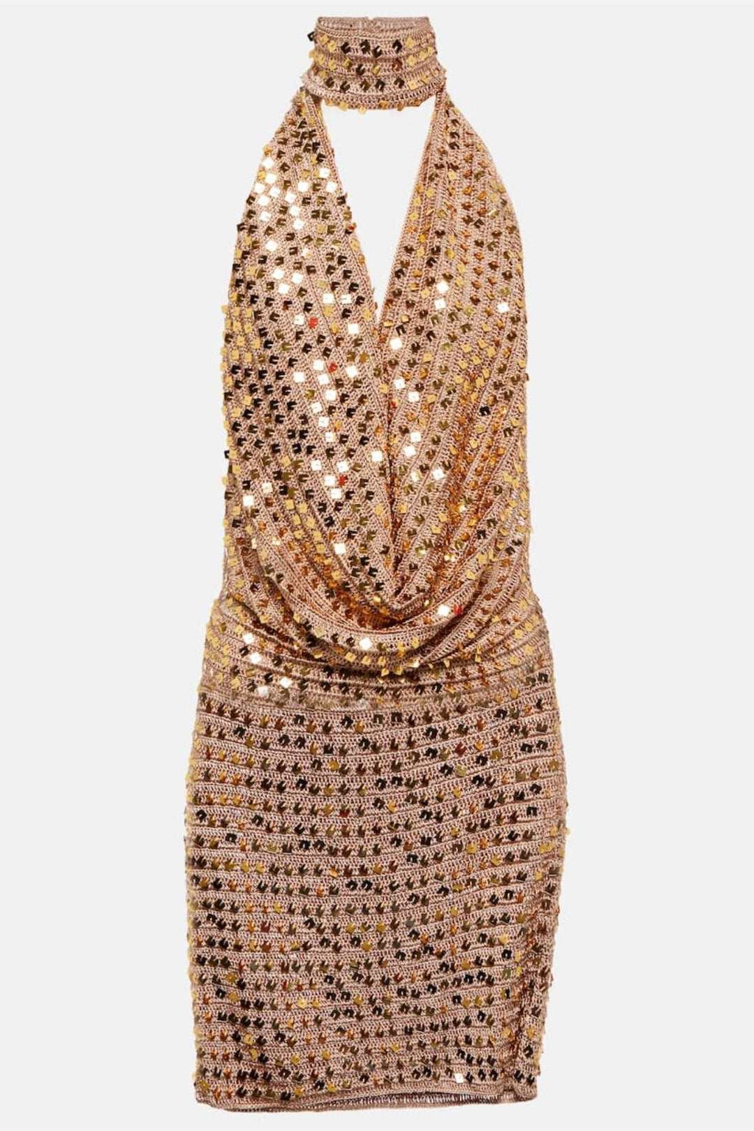 Claudia Boyundan Bağlı Payet Tığ İşi Mini Elbise