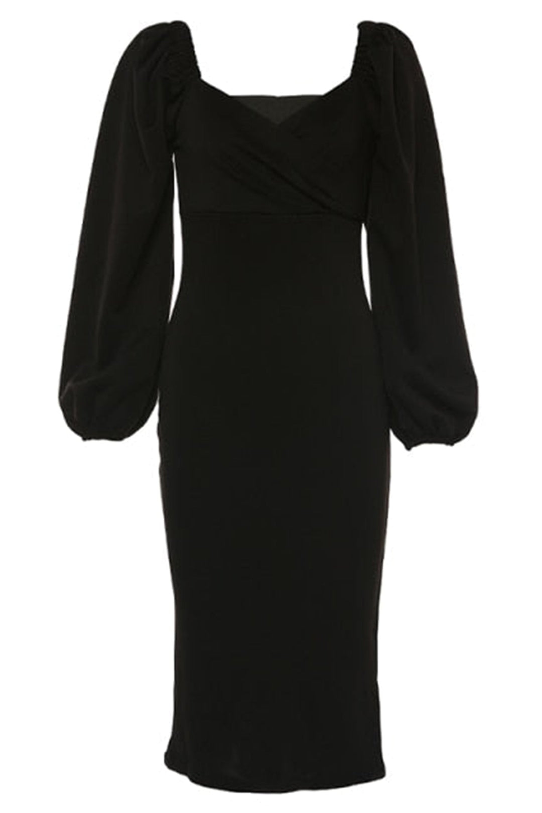 Lorraine Düşük Omuzlu Puf Kollu Midi Elbise