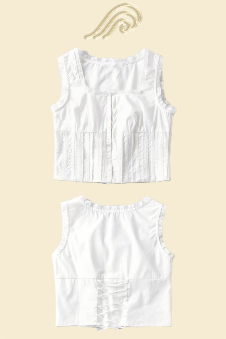 Cora Pileli Bağcıklı Pamuklu Atlet