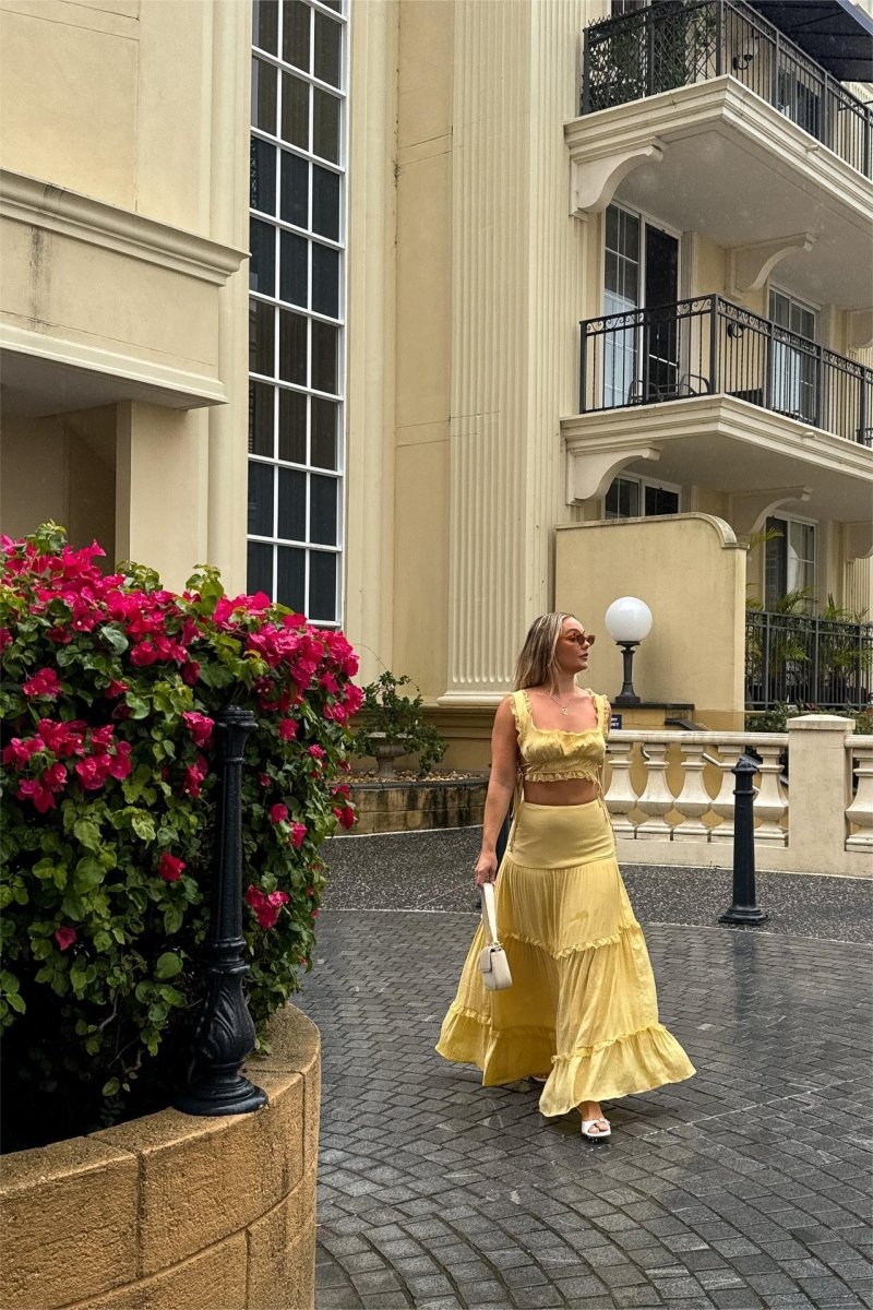 Mercan Danteli Detaylı Camiş Ve Maxi Etek Takım