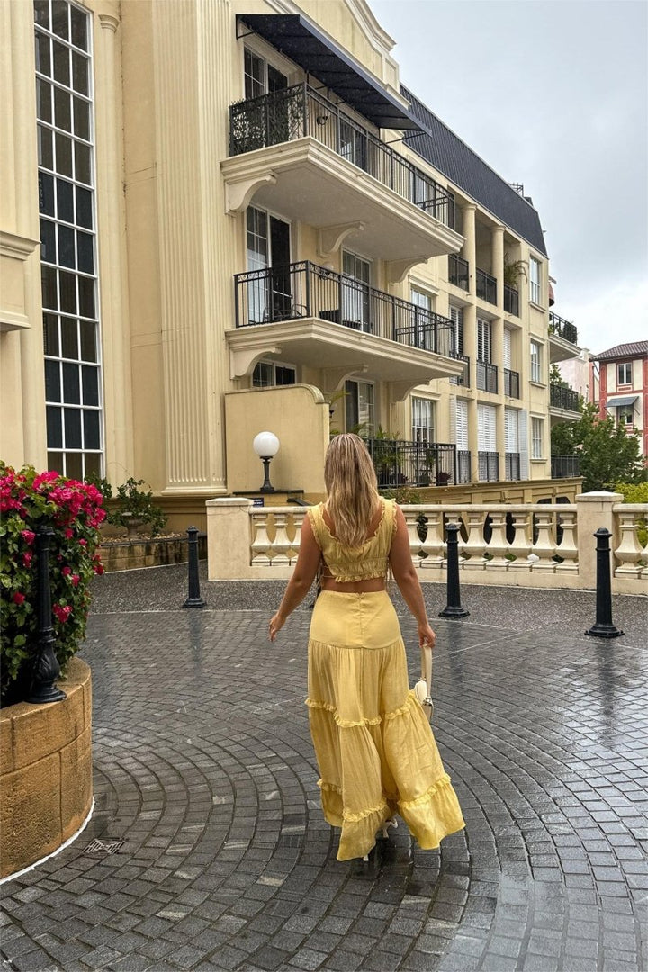 Mercan Danteli Detaylı Camiş Ve Maxi Etek Takım