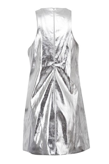 Mercan Metalik Mini Shift Elbise