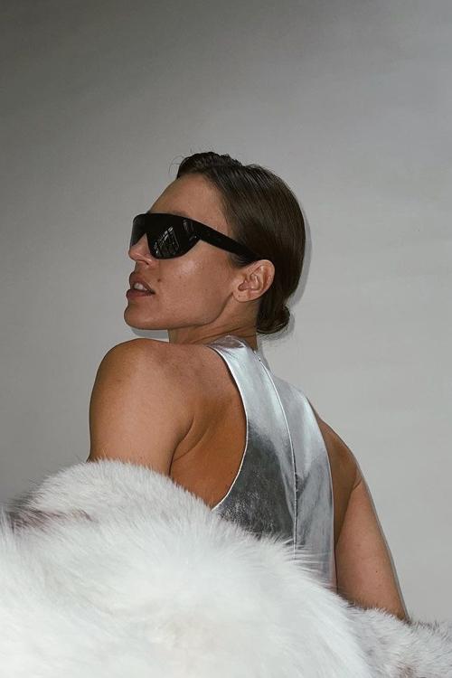 Mercan Metalik Mini Shift Elbise