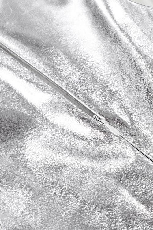 Mercan Metalik Mini Shift Elbise