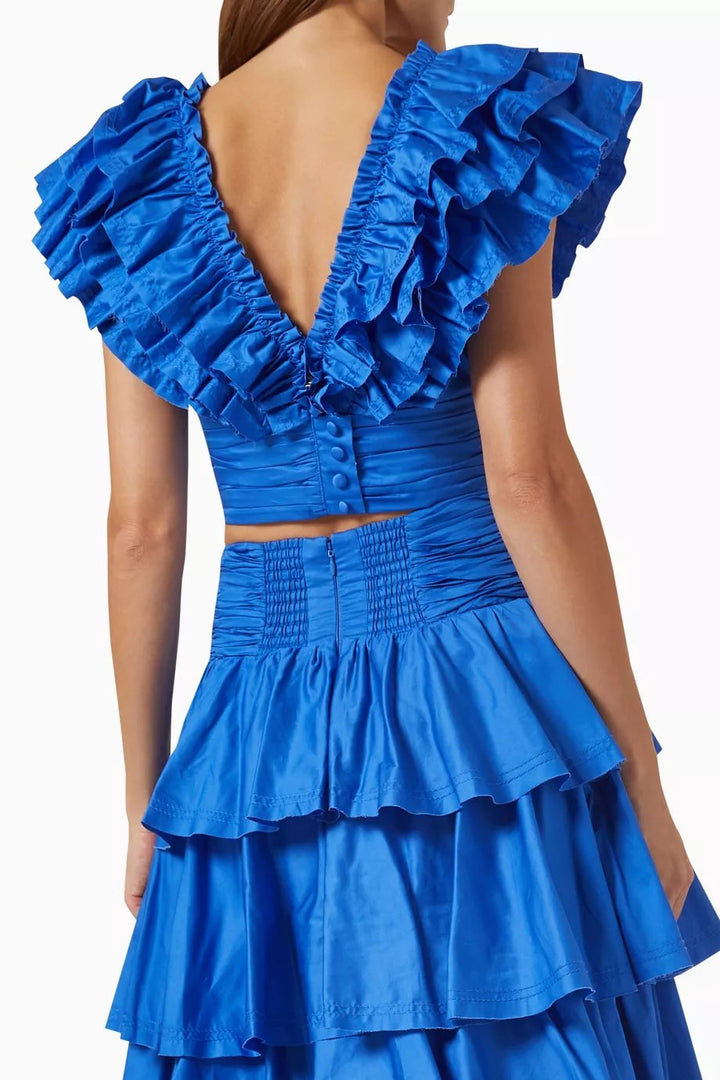 Cornelia Fırfırlı V Yaka Katlı Set