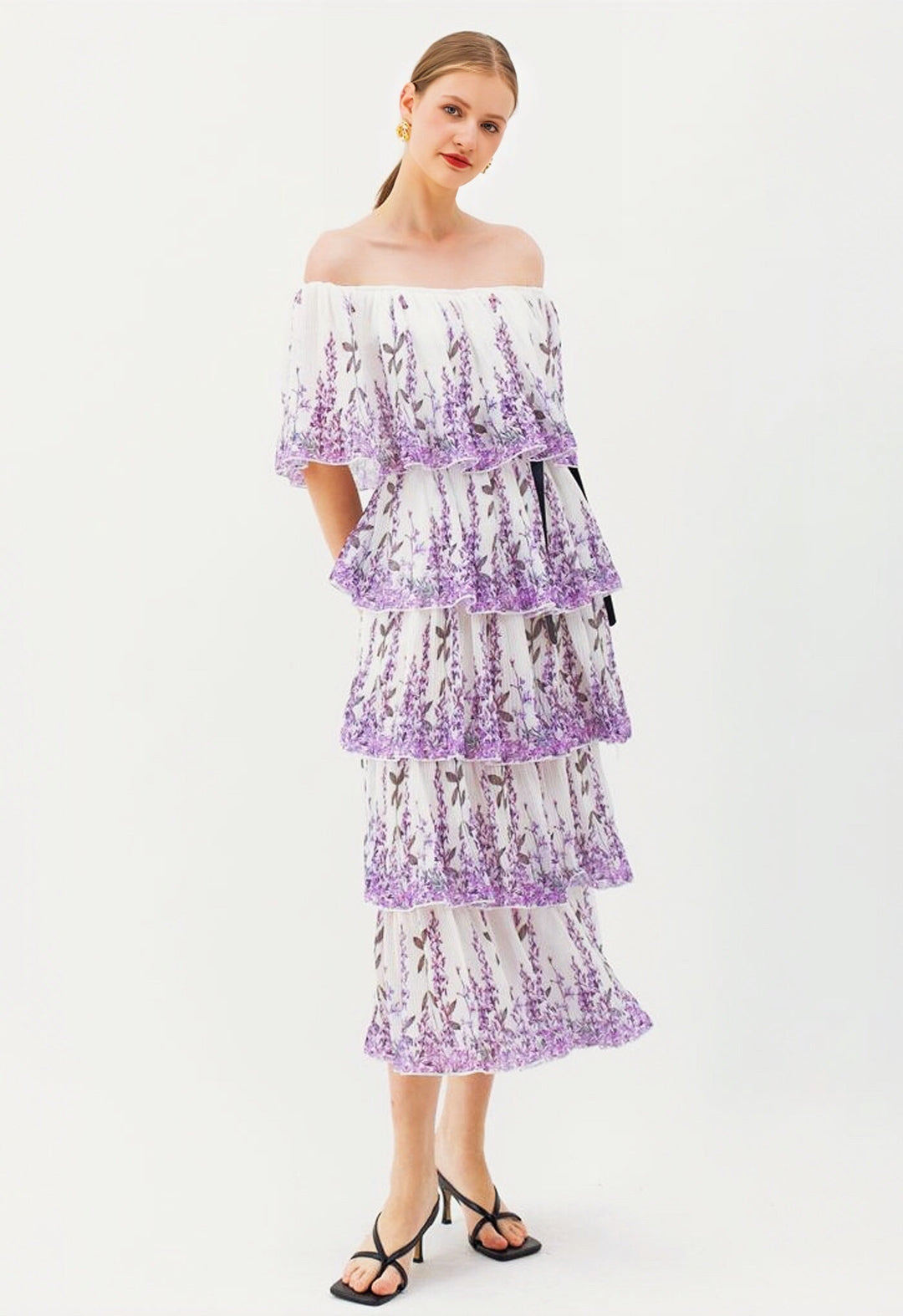 Cornilia Baskılı Plise Katlı Midi Elbise