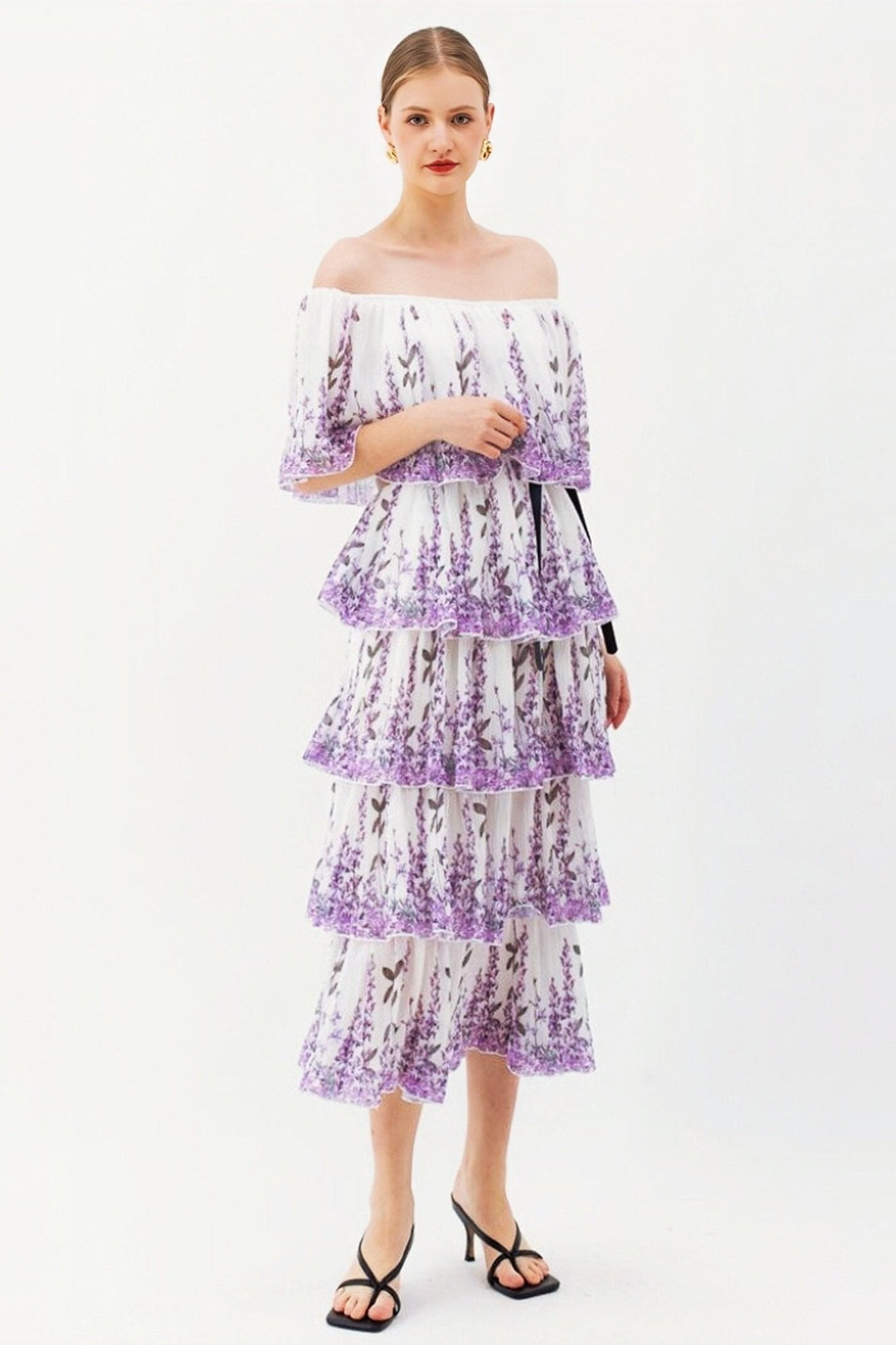 Cornilia Baskılı Plise Katlı Midi Elbise