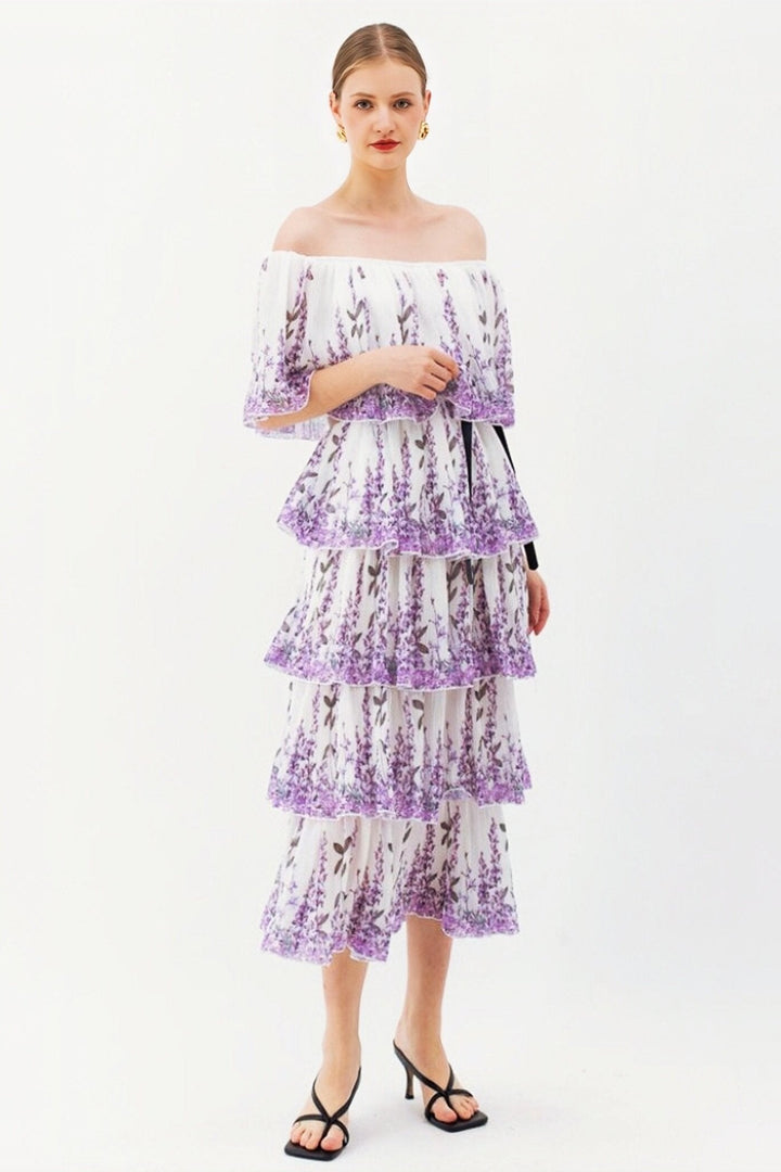 Cornilia Baskılı Plise Katlı Midi Elbise