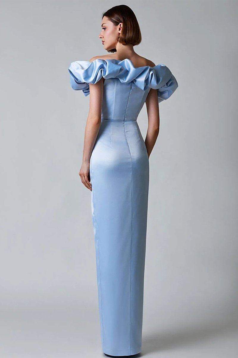 Kristal Düşük Omuz Uzun Bölünmüş Elbise