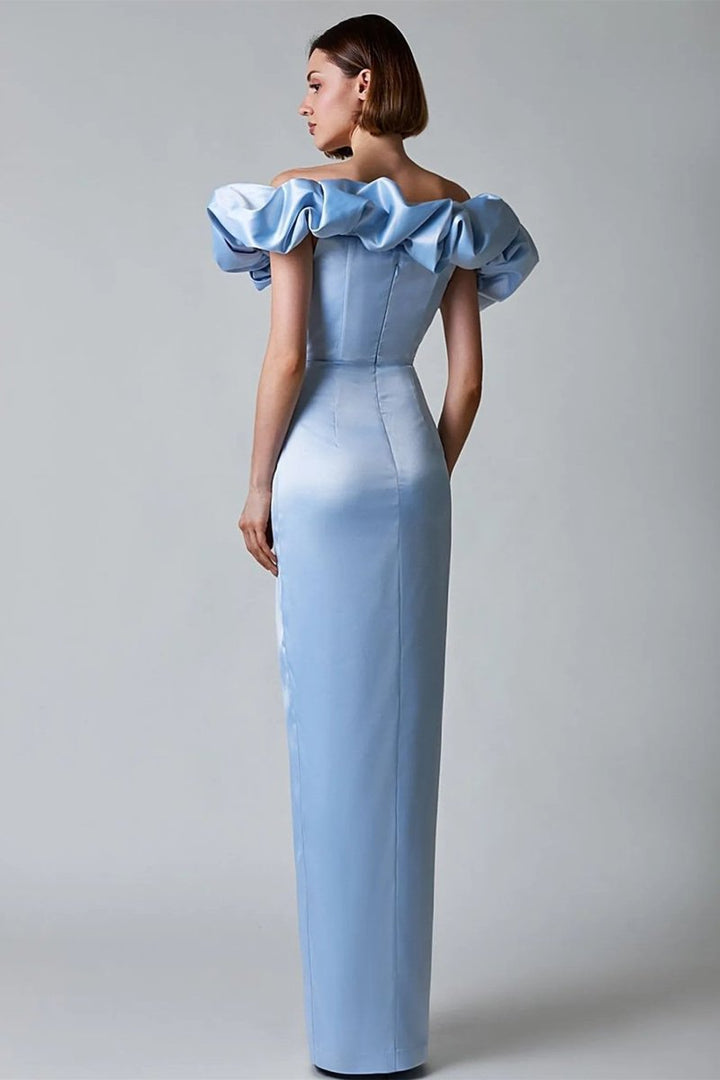 Kristal Düşük Omuz Uzun Bölünmüş Elbise