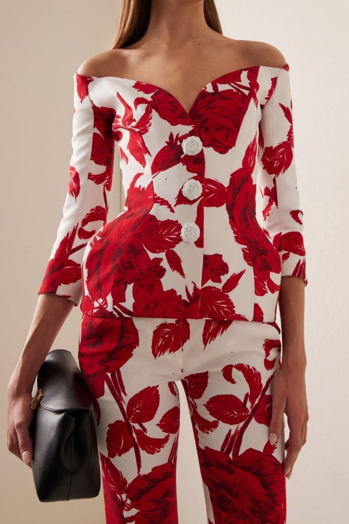 Cynthia Çiçek Baskılı Düşük Omuzlu Takım