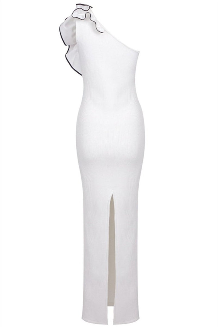 Cynthia Tek Omuz Çiçekli Örgü Maxi Elbise